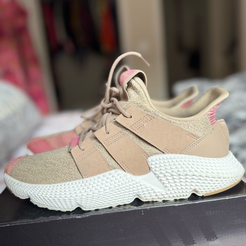 Adidas Beige and Pink Sneakers